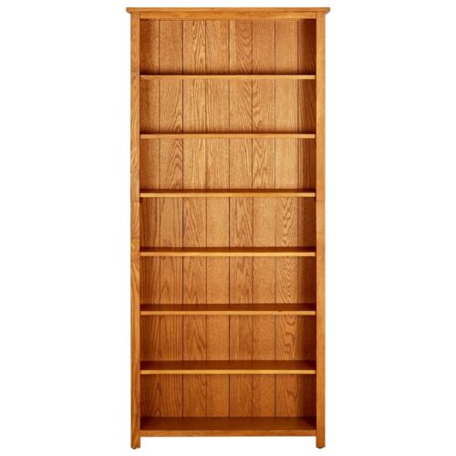 7-Tier Bookcase 90x22.5x200cm Solid Oak Wood - Image 2