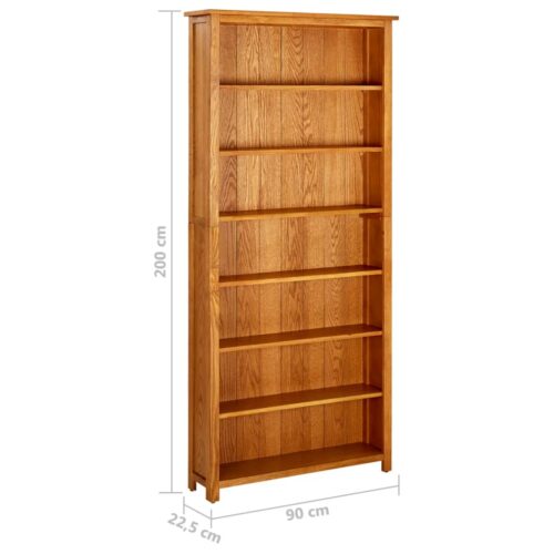 7-Tier Bookcase 90x22.5x200cm Solid Oak Wood - Image 6