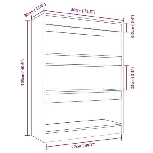 Book Cabinet/Room Divider White 80x30x103cm Engineered wood - Image 7