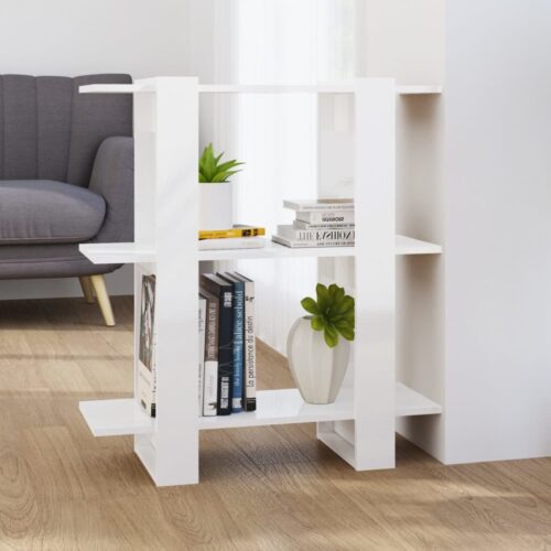 Book Cabinet/Room Divider High Gloss White 80x30x87cm