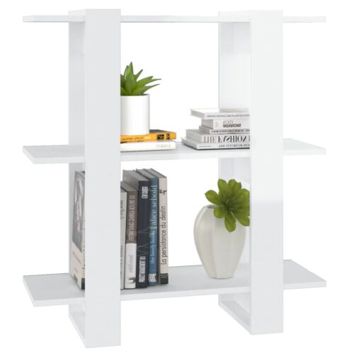 Book Cabinet/Room Divider High Gloss White 80x30x87cm - Image 4