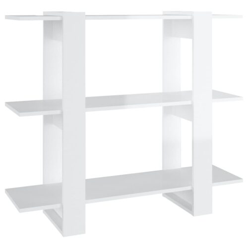 Book Cabinet/Room Divider High Gloss White 100x30x87cm - Image 2