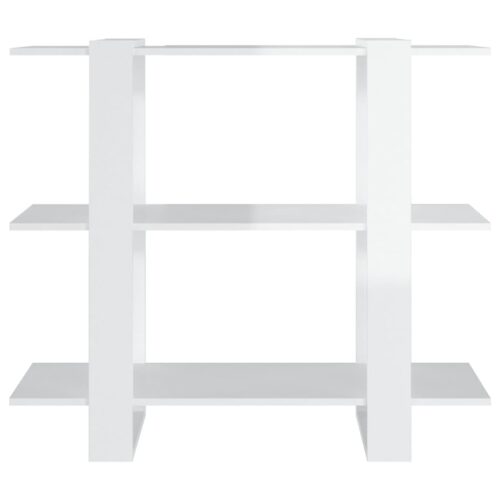 Book Cabinet/Room Divider High Gloss White 100x30x87cm - Image 3