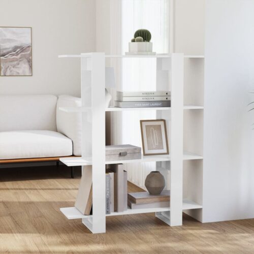Book Cabinet/Room Divider High Gloss White 100x30x123.5cm