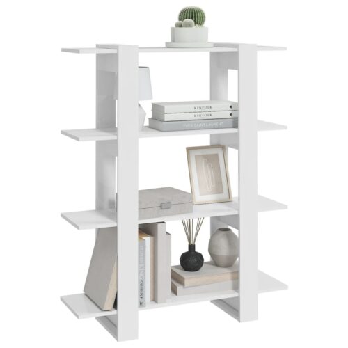 Book Cabinet/Room Divider High Gloss White 100x30x123.5cm - Image 5