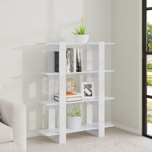 Book Cabinet/Room Divider High Gloss White 100x30x123.5cm - Image 6