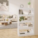 Book Cabinet/Room Divider High Gloss White 80x30x135cm Engineered Wood