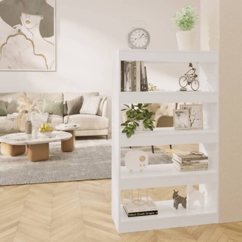 Book Cabinet/Room Divider High Gloss White 80x30x135cm Engineered Wood