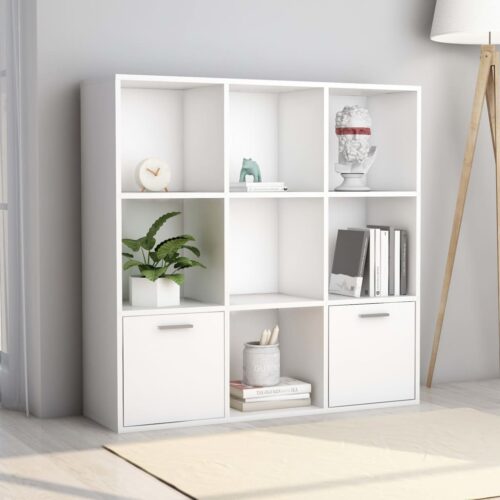 Book Cabinet White 98x30x98cm Engineered Wood