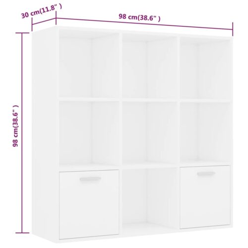 Book Cabinet White 98x30x98cm Engineered Wood - Image 9