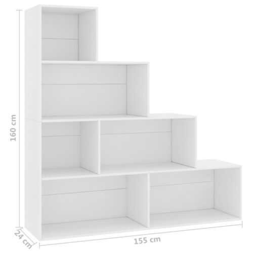 Book Cabinet/Room Divider White 155x24x160cm Engineered Wood - Image 6