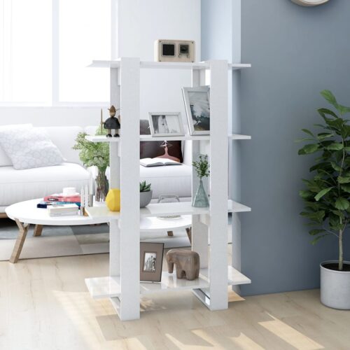 Book Cabinet/Room Divider High Gloss White 80x30x123.5cm