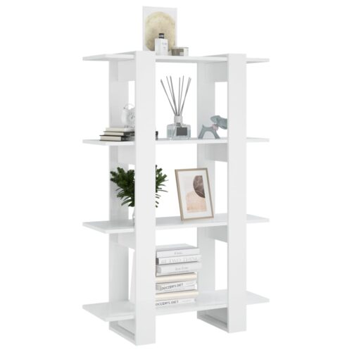 Book Cabinet/Room Divider High Gloss White 80x30x123.5cm - Image 4