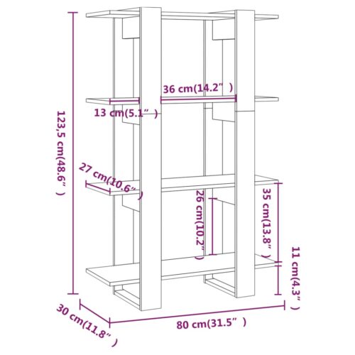 Book Cabinet/Room Divider High Gloss White 80x30x123.5cm - Image 7