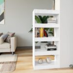 Book Cabinet/Room Divider High Gloss White 60x30x135cm Engineered Wood
