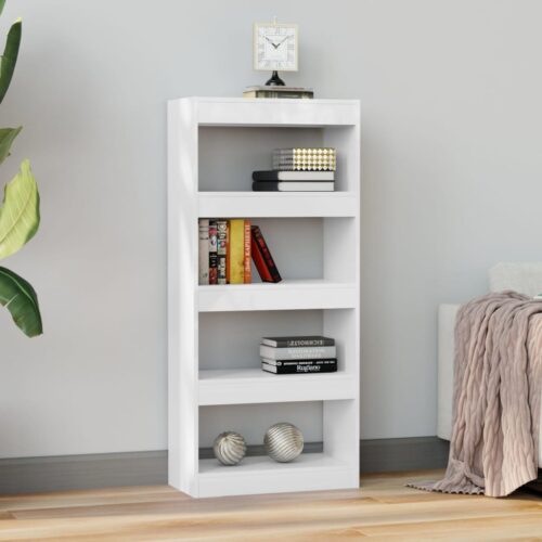 Book Cabinet/Room Divider High Gloss White 60x30x135cm Engineered Wood - Image 4