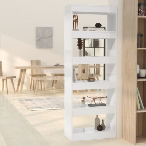 Book Cabinet/Room Divider High Gloss White 60x30x166cm Engineered Wood