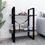 2-Tier Book Cabinet Grey 60x30x70cm Engineered Wood