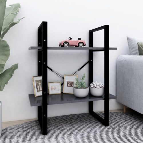 2-Tier Book Cabinet Grey 60x30x70cm Engineered Wood