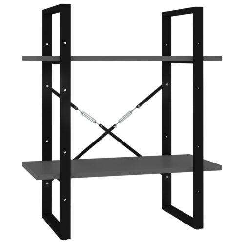 2-Tier Book Cabinet Grey 60x30x70cm Engineered Wood - Image 2
