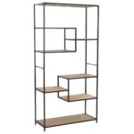 Bookcase Solid Firwood Steel 90.5x35x180cm