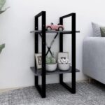 2-Tier Book Cabinet Grey 40x30x70cm Engineered Wood