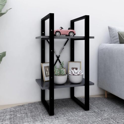 2-Tier Book Cabinet Grey 40x30x70cm Engineered Wood