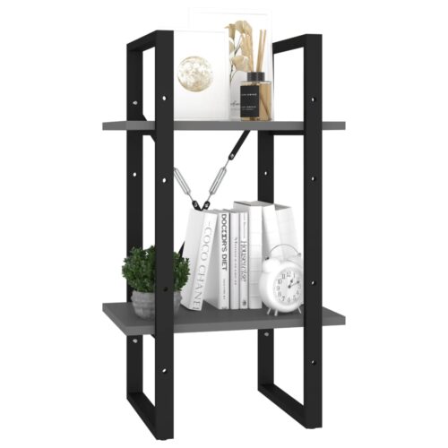 2-Tier Book Cabinet Grey 40x30x70cm Engineered Wood - Image 4