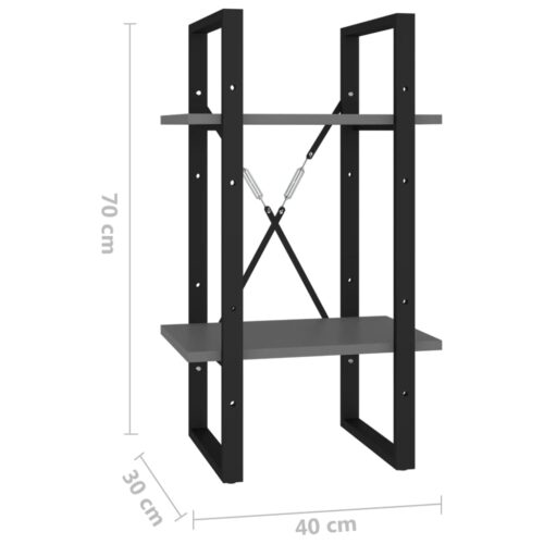 2-Tier Book Cabinet Grey 40x30x70cm Engineered Wood - Image 7