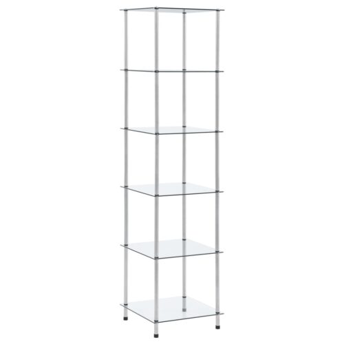 6-Tier Shelf Transparent 40x40x160cm Tempered Glass