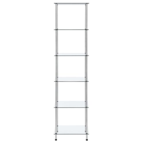 6-Tier Shelf Transparent 40x40x160cm Tempered Glass - Image 2