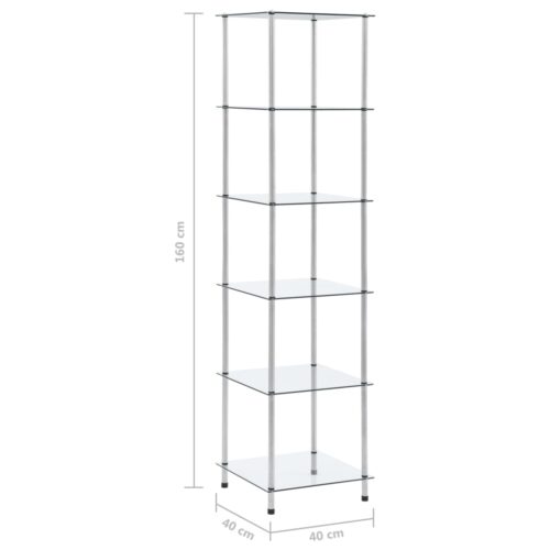 6-Tier Shelf Transparent 40x40x160cm Tempered Glass - Image 6