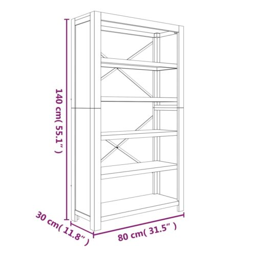 5-Tier Bookcase 80x30x140cm Solid Wood Acacia - Image 8