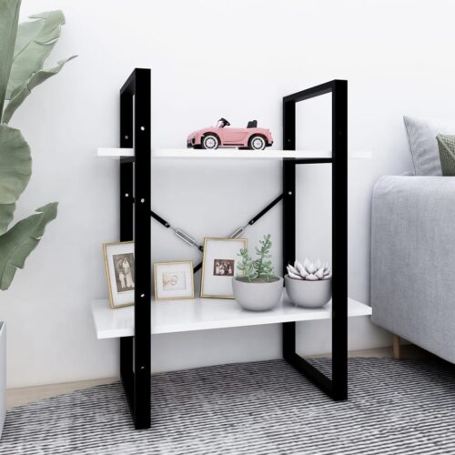 2-Tier Book Cabinet White 60x30x70cm Engineered Wood