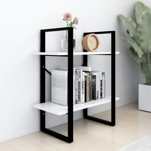 2-Tier Book Cabinet White 60x30x70cm Engineered Wood - Image 3