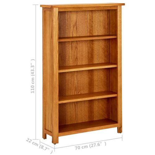 4-Tier Bookcase 70x22x110cm Solid Oak Wood - Image 6
