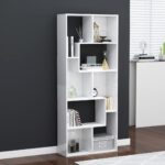 Book Cabinet High Gloss White 67x24x161cm Engineered Wood