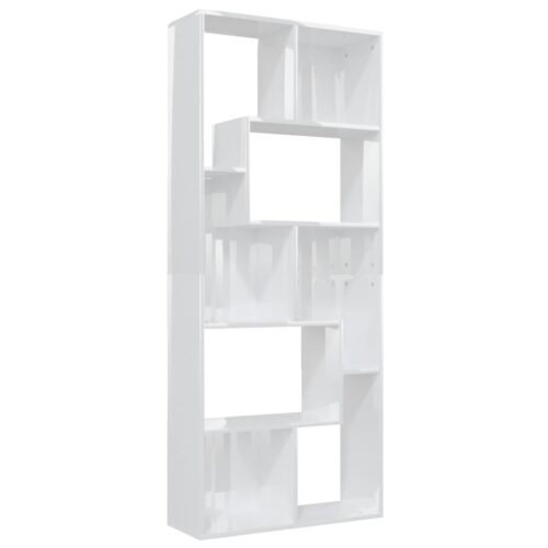Book Cabinet High Gloss White 67x24x161cm Engineered Wood - Image 2