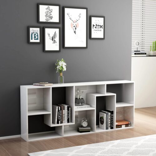Book Cabinet High Gloss White 67x24x161cm Engineered Wood - Image 3