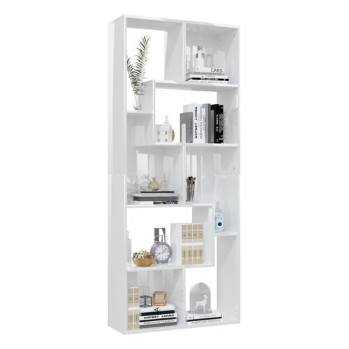 Book Cabinet High Gloss White 67x24x161cm Engineered Wood - Image 4