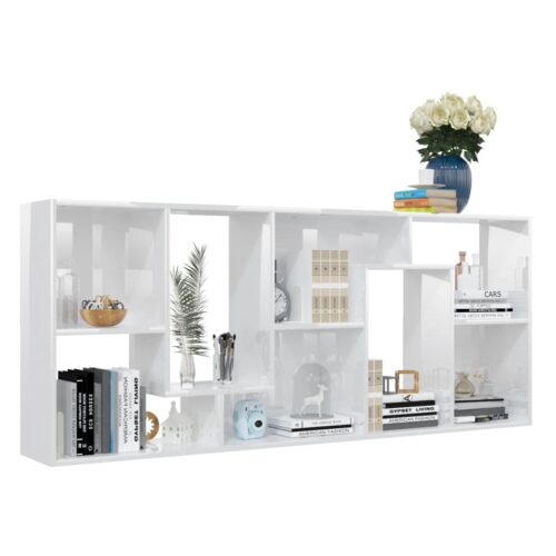 Book Cabinet High Gloss White 67x24x161cm Engineered Wood - Image 5