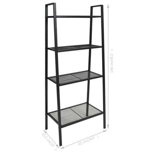 Ladder Bookcase 4 Tiers Metal Black - Image 6