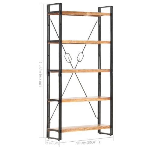 5-Tier Bookcase 90x30x180cm Solid Acacia Wood - Image 6