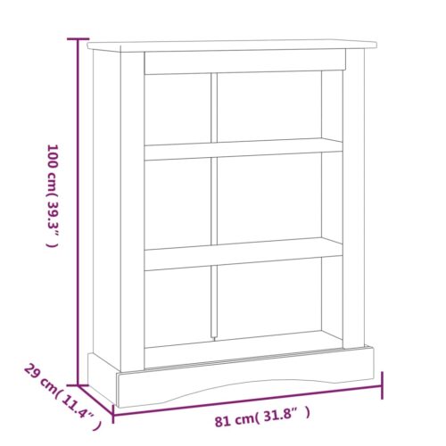 3-Tier Bookcase Mexican Pine Corona Range White 81x29x100cm - Image 7