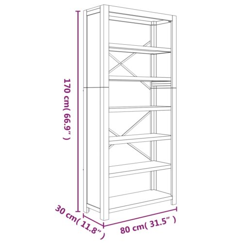 6-Tier Bookcase 80x30x170cm Solid Wood Acacia - Image 8