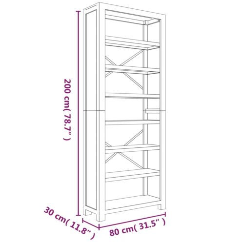 7-Tier Bookcase 80x30x200cm Solid Wood Acacia - Image 8