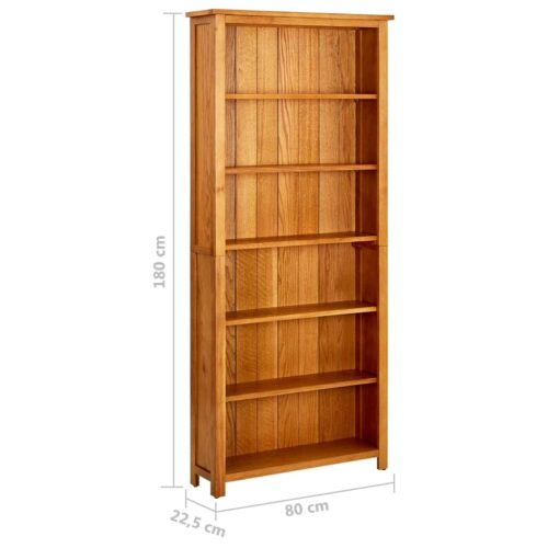 6-Tier Bookcase 80x22.5x180cm Solid Oak Wood - Image 6