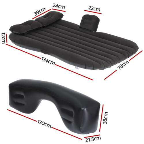 Weisshorn Car Mattress 134x78 Inflatable SUV Back Seat Camping Bed Black - Image 2