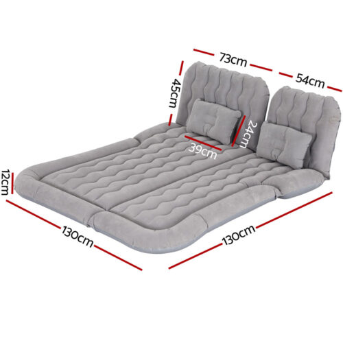 Weisshorn Car Mattress 175x130 Inflatable SUV Back Seat Camping Bed Grey - Image 2