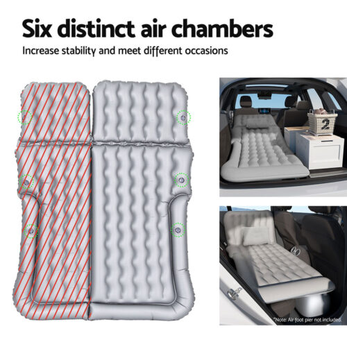Weisshorn Car Mattress 175x130 Inflatable SUV Back Seat Camping Bed Grey - Image 5